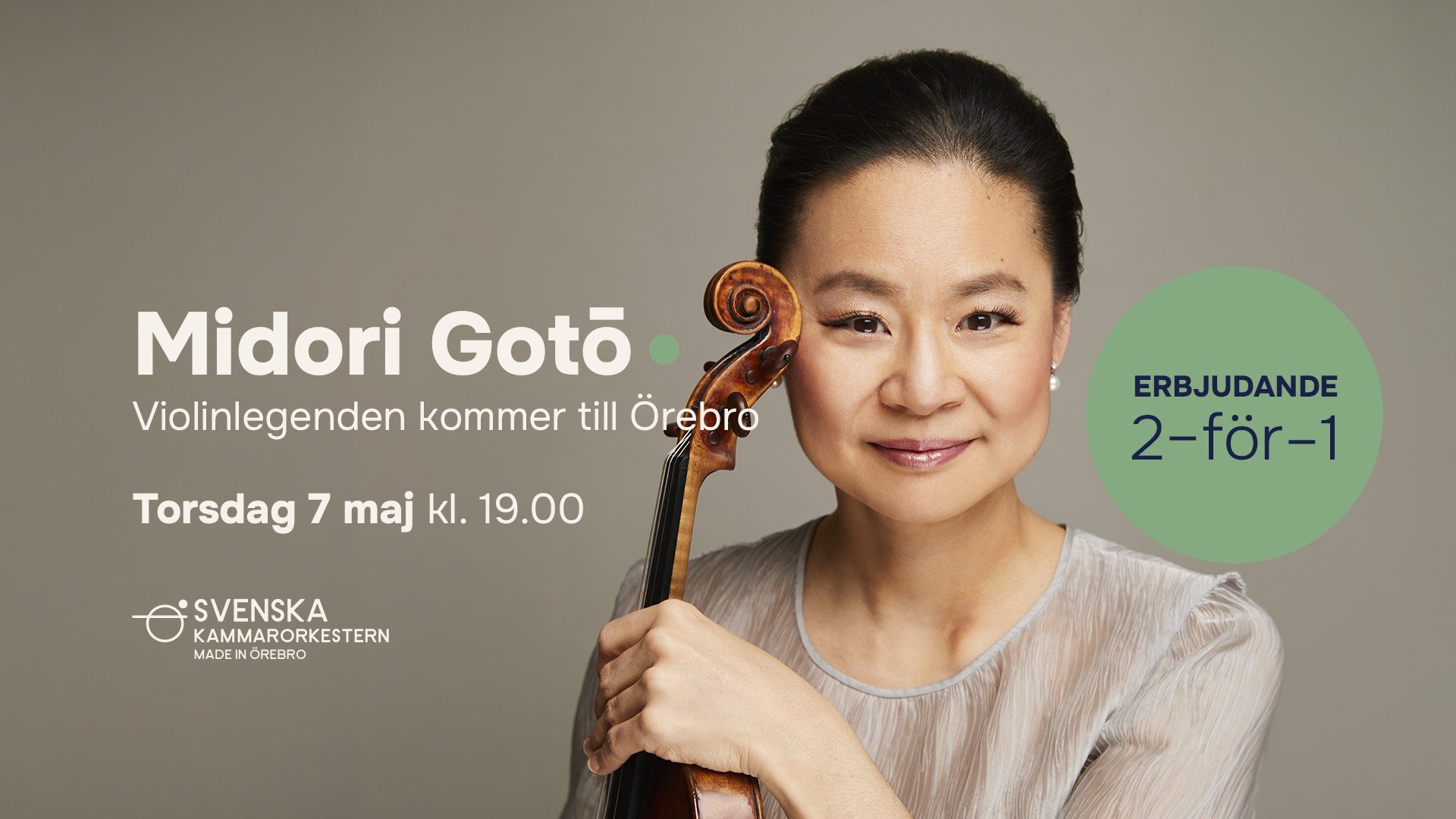Foto på violinisten Midori Goto av Nigel Parry.